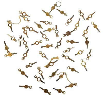 Lot 255 - A COLLECTION OF FIFTY POCKET WATCH WINDING KEYS