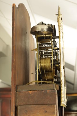 Lot 1113 - WINDMILLS, LONDON.  A GEORGE II BURR WALNUT QUARTER CHIMING LONGCASE CLOCK