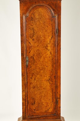 Lot 1113 - WINDMILLS, LONDON.  A GEORGE II BURR WALNUT QUARTER CHIMING LONGCASE CLOCK