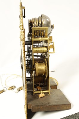 Lot 1113 - WINDMILLS, LONDON.  A GEORGE II BURR WALNUT QUARTER CHIMING LONGCASE CLOCK