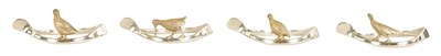 Lot 310 - A 20TH CENTURY CASED SET OF 12 SILVER AND SILVER GILT WISH BONE GAME BIRD NAPKIN HOLDERS