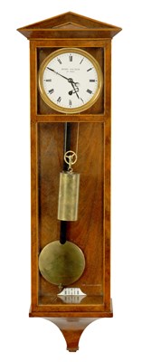 Lot 754 - PETER GATTLER, WEIN.  A FINE 19TH CENTURY MINIATURE FIGURED MAHOGANY AUSTRIAN DACHLUHR REGULATOR WALL CLOCK