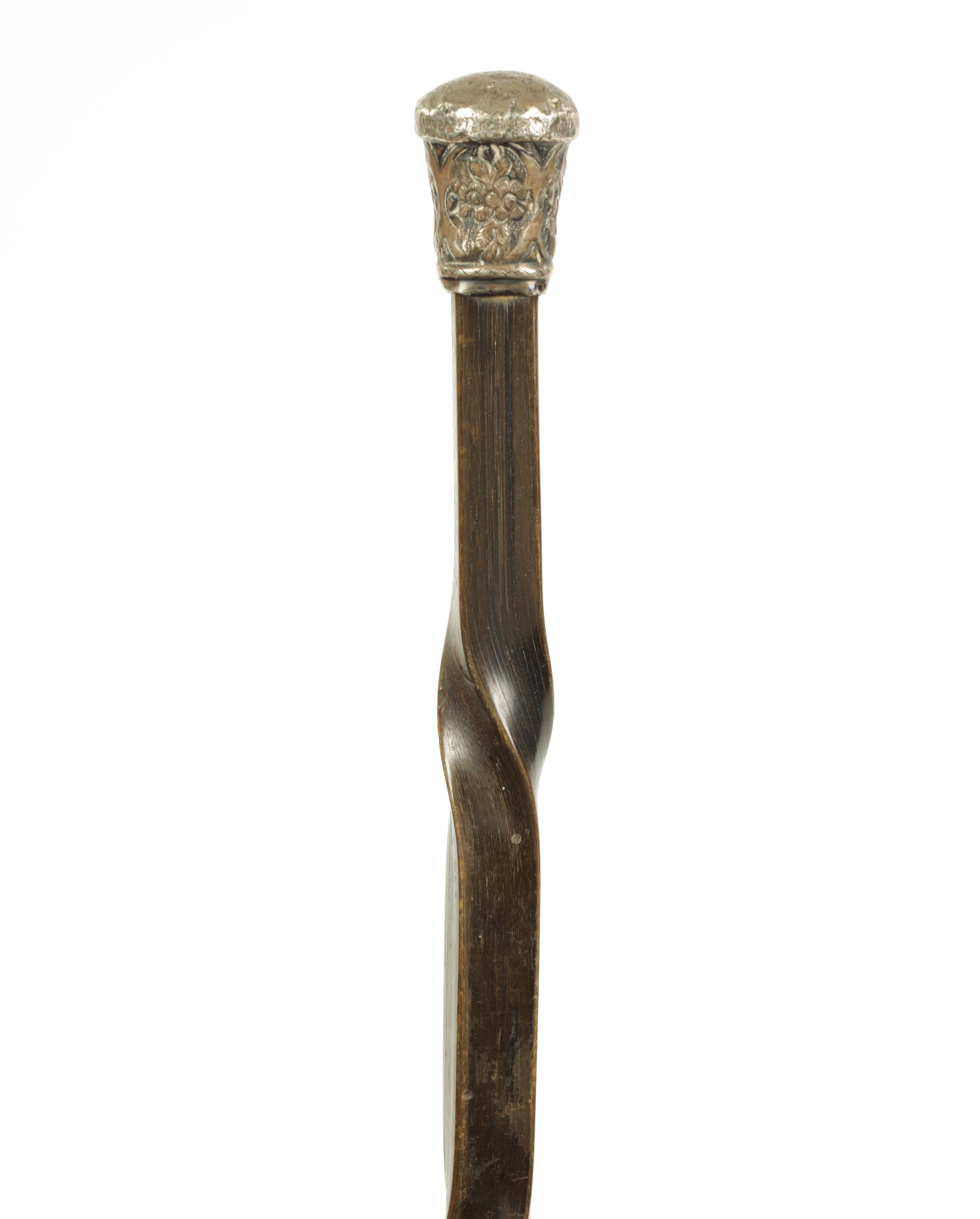Nineteenth-century black rhinoceros horn walking stick sold by Hutchinson Scott