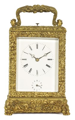 Lot 750 - A MID 19TH CENTURY FRENCH GRAND SONNERIE REPEATING CARRIAGE CLOCK