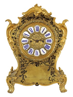 Lot 396 - A MID 19TH CENTURY ENGLISH DOUBLE FUSEE BOULLE MANTEL CLOCK