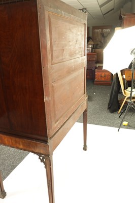 Lot 971 - A FINE MID 18TH CENTURY MAHOGANY SECRETAIRE CABINET ON STAND IN THE MANNER OF THOMAS CHIPPENDALE