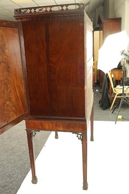 Lot 971 - A FINE MID 18TH CENTURY MAHOGANY SECRETAIRE CABINET ON STAND IN THE MANNER OF THOMAS CHIPPENDALE
