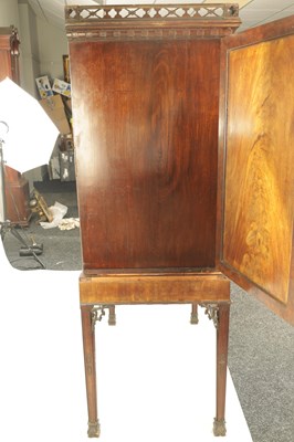 Lot 971 - A FINE MID 18TH CENTURY MAHOGANY SECRETAIRE CABINET ON STAND IN THE MANNER OF THOMAS CHIPPENDALE