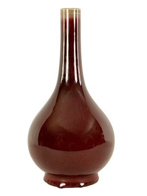 Lot 169 - A 19TH CENTURY QING DYNASTY SANG DE BOEUF BOTTLE NECK VASE