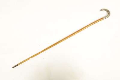 Lot 373 - A LATE 19TH CENTURY RHINOCEROS HORN SILVERED METAL MOUNTED WALKING STICK