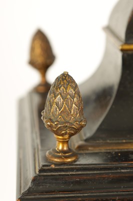 Lot 796 - STEPHEN RIMBAULT, LONDON.  A MID 18TH CENTURY THREE-TRAIN QUARTER STRIKING EBONISED VERGE BRACKET CLOCK
