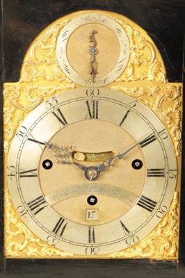 Lot 796 - STEPHEN RIMBAULT, LONDON.  A MID 18TH CENTURY THREE-TRAIN QUARTER STRIKING EBONISED VERGE BRACKET CLOCK