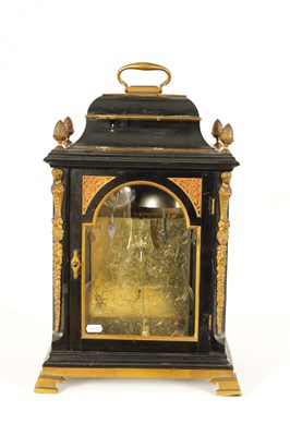 Lot 796 - STEPHEN RIMBAULT, LONDON.  A MID 18TH CENTURY THREE-TRAIN QUARTER STRIKING EBONISED VERGE BRACKET CLOCK