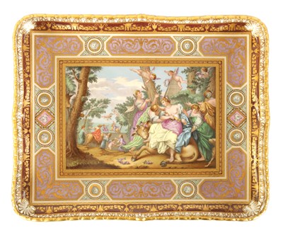 Lot 59 - A FINE 19TH CENTURY VIENNA PORCELAIN RECTANGULAR TRAY