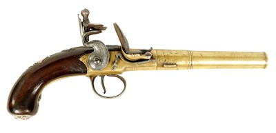 Lot 674 - A MID 18TH CENTURY SILVER MOUNTED FLINTLOCK PISTOL
