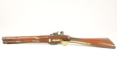 Lot 682 - HUGH VERNCOMD, BRISTOL. A RARE GEORGE III DOUBLE-BARRELLED FLINTLOCK COACHING CARBINE BLUNDERBUSS