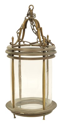 Lot 566 - AN UNUSUAL 19TH CENTURY BRASS CIRCULAR HANGING LANTERN