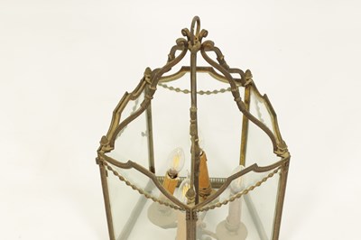 Lot 572 - A GOOD 19TH CENTURY GILT BRASS FIVE SIDED HANGING LANTERN
