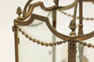 Lot 572 - A GOOD 19TH CENTURY GILT BRASS FIVE SIDED HANGING LANTERN