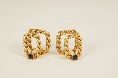 Lot 244 - A PAIR OF 18CT GOLD AND SAPPHIRE  BOUCHERON CUFFLINKS