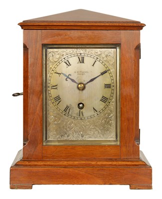 Lot 805 - A SMALL LATE 19TH CENTURY CHAIN DRIVEN FUSEE MANTEL CLOCK