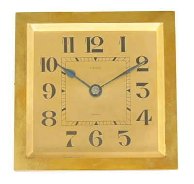 Lot 790 - A CASED 1930’S ART DECO STRUT CLOCK SIGNED L BADER, GENEVE