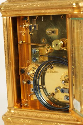 Lot 716 - DROCOURT, PARIS  No. 12353.  A FINE 19TH CENTURY FRENCH GRANDE-SONNERIE  ENGRAVED GORGE-CASE GIANT CARRIAGE CLOCK