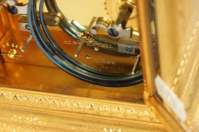 Lot 716 - DROCOURT, PARIS  No. 12353.  A FINE 19TH CENTURY FRENCH GRANDE-SONNERIE  ENGRAVED GORGE-CASE GIANT CARRIAGE CLOCK