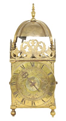 Lot 833 - A LATE 17TH CENTURY ENGLISH BRASS LANTERN CLOCK