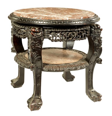 Lot 86 - A 19TH CENTURY CHINESE HARDWOOD JARDINIERE STAND