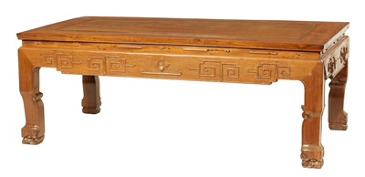 Lot 142 - A CHINESE HARDWOOD RECTANGULAR COFFEE TABLE