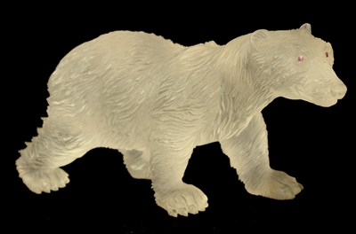 Lot 232 - A FINE EARLY 20TH CENTURY ROCK CRYSTAL POLAR BEAR IN THE MANNER OF FABERGE