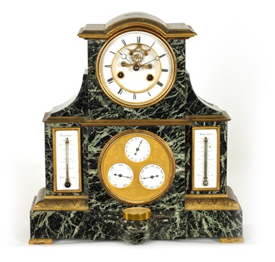 Lot 749 - A MID 19TH CENTURY GILT BRASS AND ANTICO VERDE CLOCK COMPENDIUM