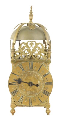 Lot 771 - AN EARLY 18TH CENTURY BRASS  SINGLE-HANDED VERGE LANTERN CLOCK - UNSIGNED