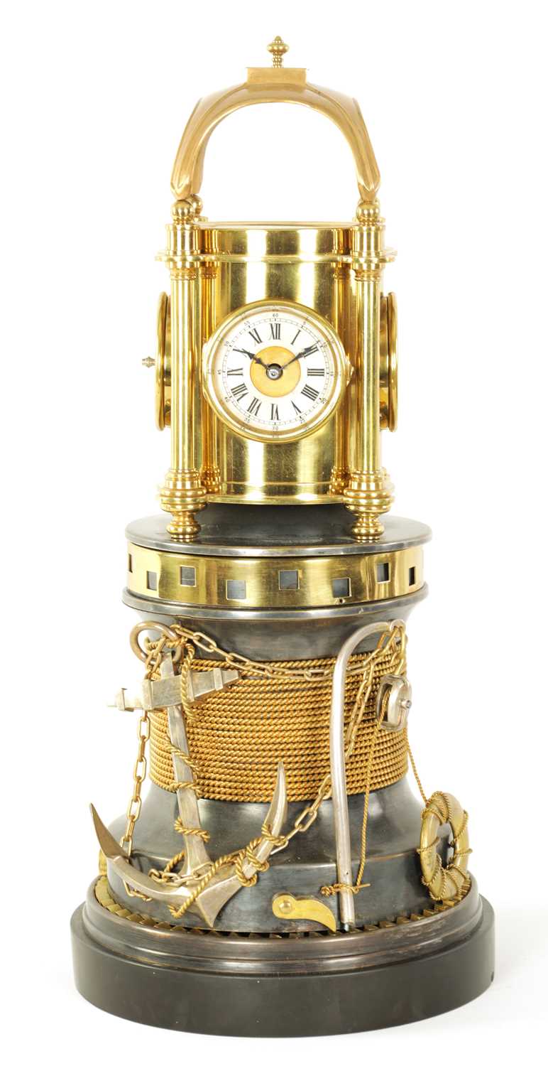 Lot 758 - A FINE MID 19TH CENTURY FRENCH INDUSTRIAL AUTOMATON LIGHTHOUSE CLOCK MODELLED AFTER BOLLARD