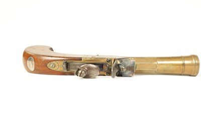 Lot 679 - A RARE PAIR OF EARLY 19TH CENTURY FLINTLOCK BOX-LOCK BLUNDERBUSS-PISTOLS WITH UNDER SPRING BAYONETS BY YOUNG