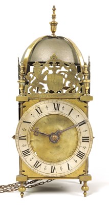 Lot 819 - JOHN BICKNILL OF CIRENCESTER FECIT.  A LATE 17TH CENTURY BRASS STRIKING LANTERN CLOCK