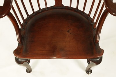Lot 1001 - A GEORGE II MAHOGANY COMB BACK WINDSOR CHAIR