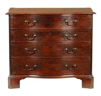 Lot 931 - A GEORGE III MAHOGANY SERPENTINE GENTLEMAN'S DRESSING CHEST