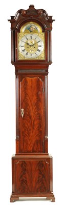 Lot 747 - HADWEN, LIVERPOOL. A GEORGE III FIGURED MAHOGANY 8 DAY LONGCASE CLOCK No. 315