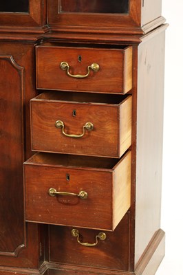 Lot 871 - A FINE GEORGE III FIGURED MAHOGANY BREAK-FRONT BOOKCASE OF SMALL SIZE AND PROPORTIONS
