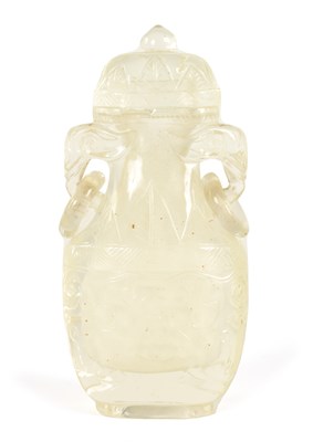 Lot 102 - A CHINESE CARVED ROCK CRYSTAL SNUFF BOTTLE AND COVER