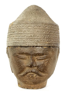 Lot 98 - A 19TH CENTURY CHINESE TERRACOTTA LIDDED JAR