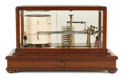Lot 735 - NEGRETTI & ZAMBRA, LONDON No. E.21128.  A LATE 19TH/EARLY 20TH CENTURY MAHOGANY BARO/THERMOGRAPH