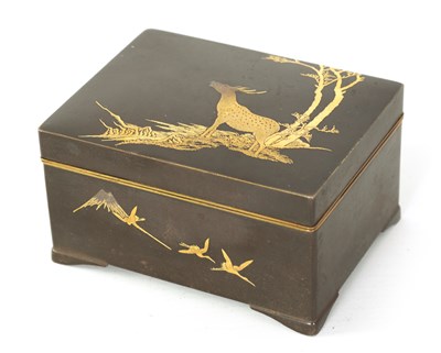 Lot 173 - A JAPANESE MEIJI PERIOD GILT METAL IRONWORK BOX