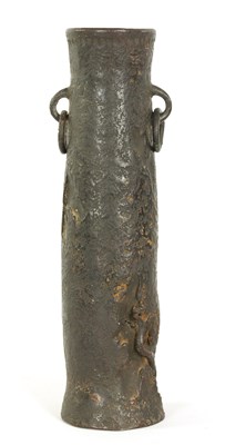 Lot 1135 - AN EARLY ORIENTAL CAST BRONZE CYLINDRICAL VASE