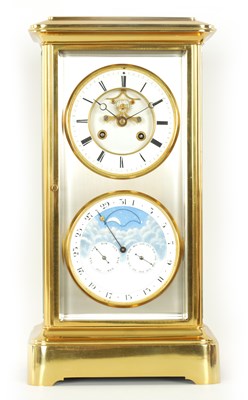 Lot 809 - A LARGE LATE 19TH CENTURY FRENCH FOUR-GLASS MANTEL CLOCK WITH CALENDAR WORK  AND MOON PHASE