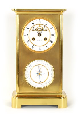 Lot 723 - ROBIN, PARIS.  A LARGE LATE 19TH CENTURY FRENCH FOUR-GLASS LIBRARY CLOCK WITH BAROMETER