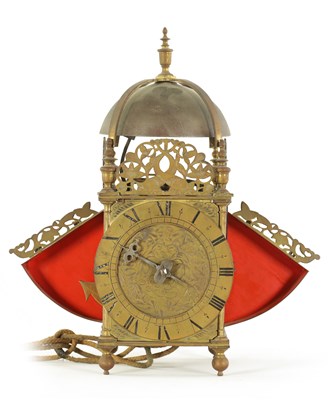 Lot 760 - HENRY DUN, LONDINI.  A 17TH CENTURY WINGED BRASS LANTERN CLOCK