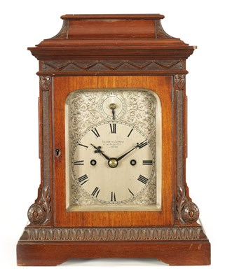 Lot 835 - GOLDSMITHS COMPANY, LONDON. A LATE VICTORIAN MAHOGANY DOUBLE FUSEE BRACKET CLOCK